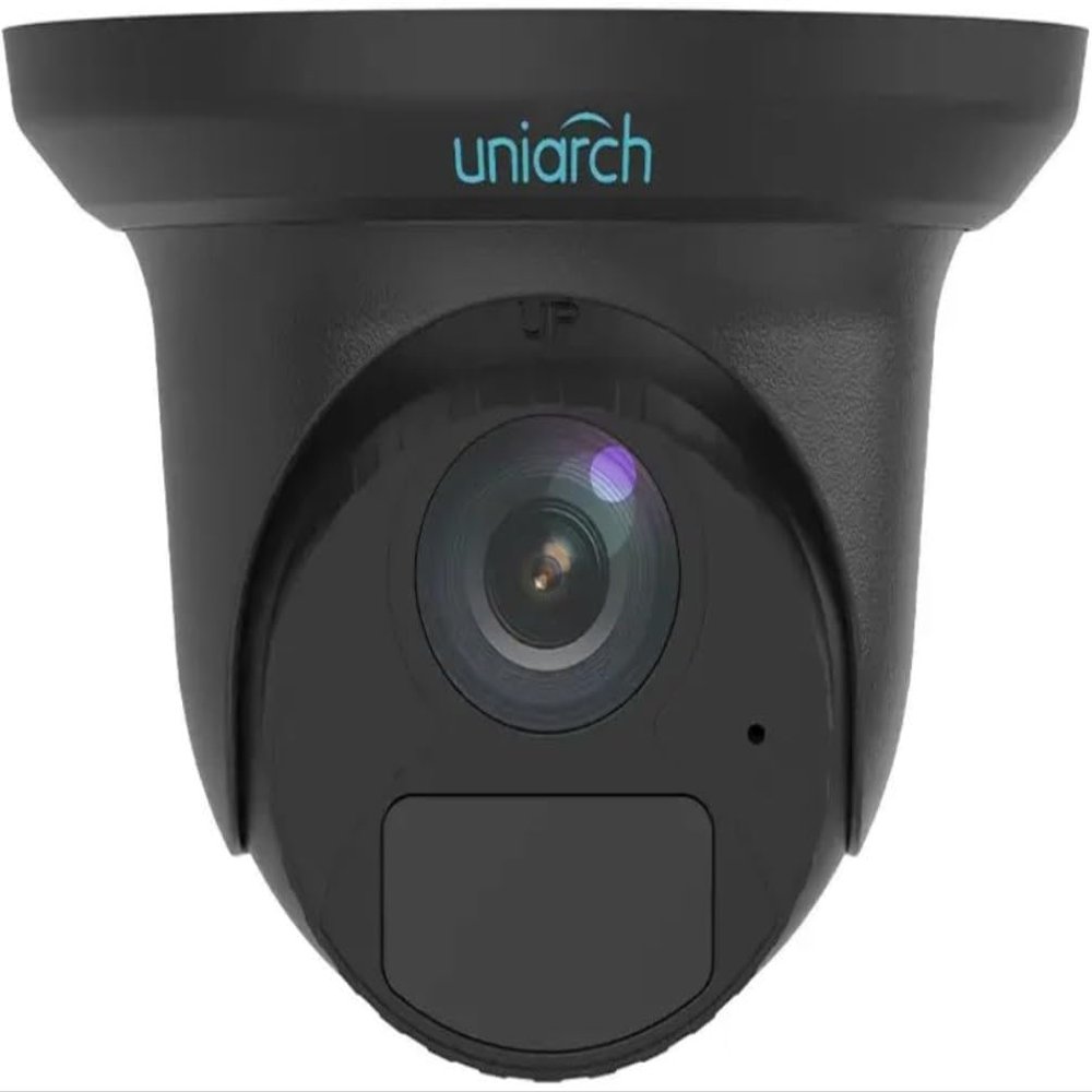IPC-T124-APF28KLM-BK Uniarch 4MP Fixed Eyeball Network Camera, Black, 1/3" CMOS Sensor, 2.8mm@F2.1 Lens, Smart IR, Up to 30m (98ft) IR Distance, 2D/3D DNR, 3-Axis, Built-in Mic, IP67