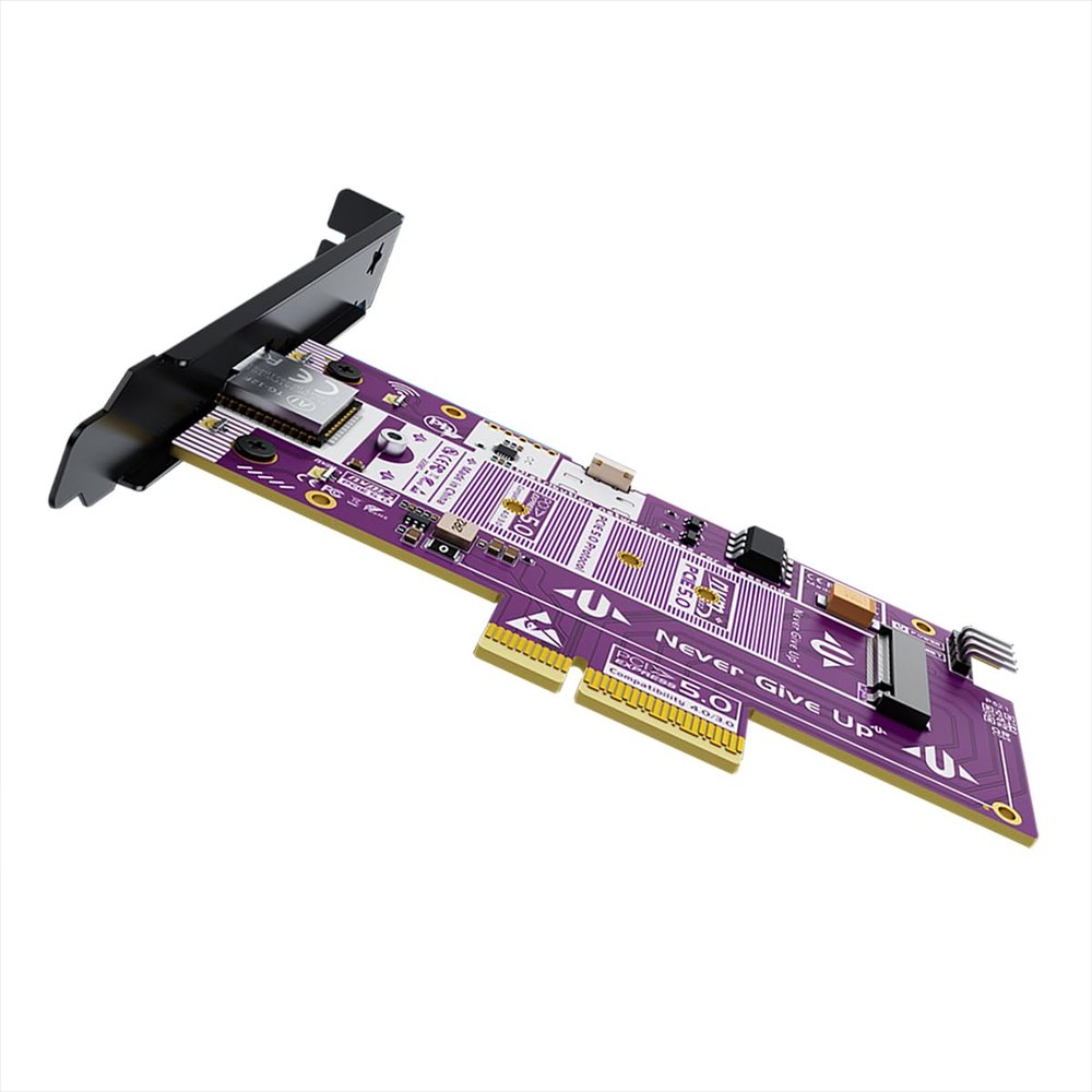 AoQhir P521 PCIe 5.0 X4 to M.2 NVMe SSD Adapter Card with Remote Boot 128Gbps High-Speed Expansion, Gold-Plated PCB, Aluminum Heatsink, Stable Signal Transmission