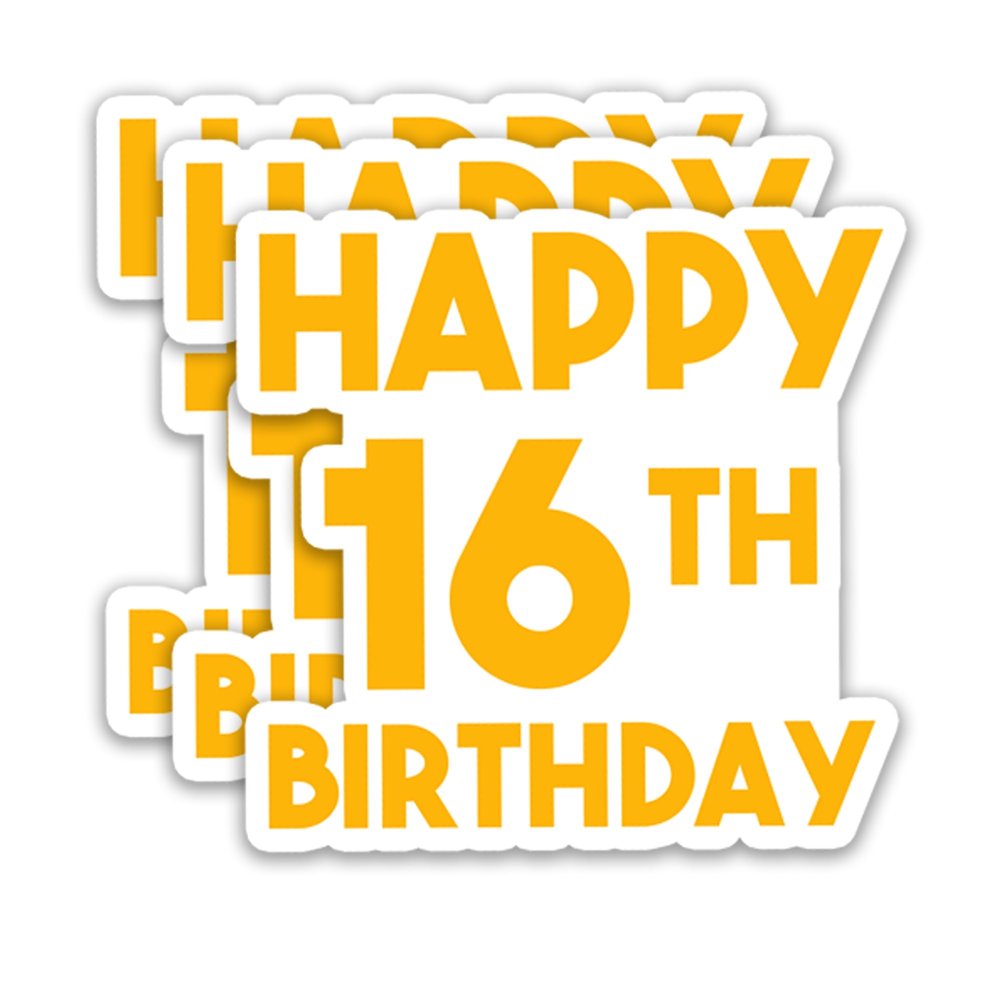(3Pcs) Happy 16th Birthday Sticker  Cheers to 16 Years Stickers Waterproof Vinyl Decals for 16th Birthday Gifts, Water Bottles, Scrapbooks, Journals, 3 x 2.8 inch