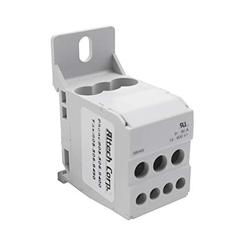 Altech, 38049, Power Distribution Unit (PDU) - 80A 600V - Plastic Housing - 6 AC Outlets - DIN Rail - Panel Mount. (2 Item/s)