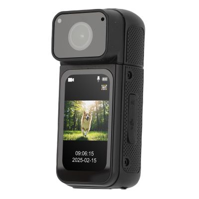 Yunseity Mini Body Camera, 64GB 2.7K Pocket Action POV Camera 180 Rotation and Magnetic Lanyard Wearable Camcorder with Audio and Video Recording, for Security, Work, Guard, Travel (Black)