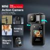 Yunseity Mini Body Camera, 64GB 2.7K Pocket Action POV Camera 180 Rotation and Magnetic Lanyard Wearable Camcorder with Audio and Video Recording, for Security, Work, Guard, Travel (Black) view 2