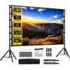 100 inch Projector Screen with Stand, 16:9 HD Portable Outdoor Projection Screen with Carry Bag for Home Theater, Backyard Movie Night view 1