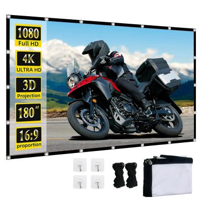 180 Inch Portable Projector Screen, 16:9 HD Foldable Anti Crease Indoor Outdoor Movie Projection Screen for Home Theater, Camping Party