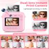 Kids Camera Instant Print, 48MP Dual-Lens Digital Camera for Girls Boys Christmas Birthday Gifts, 1080P Selfie Instant Cameras for Kids Video, Portable Toddler for 4-12 Years Old with 32GB Card-Pink view 3