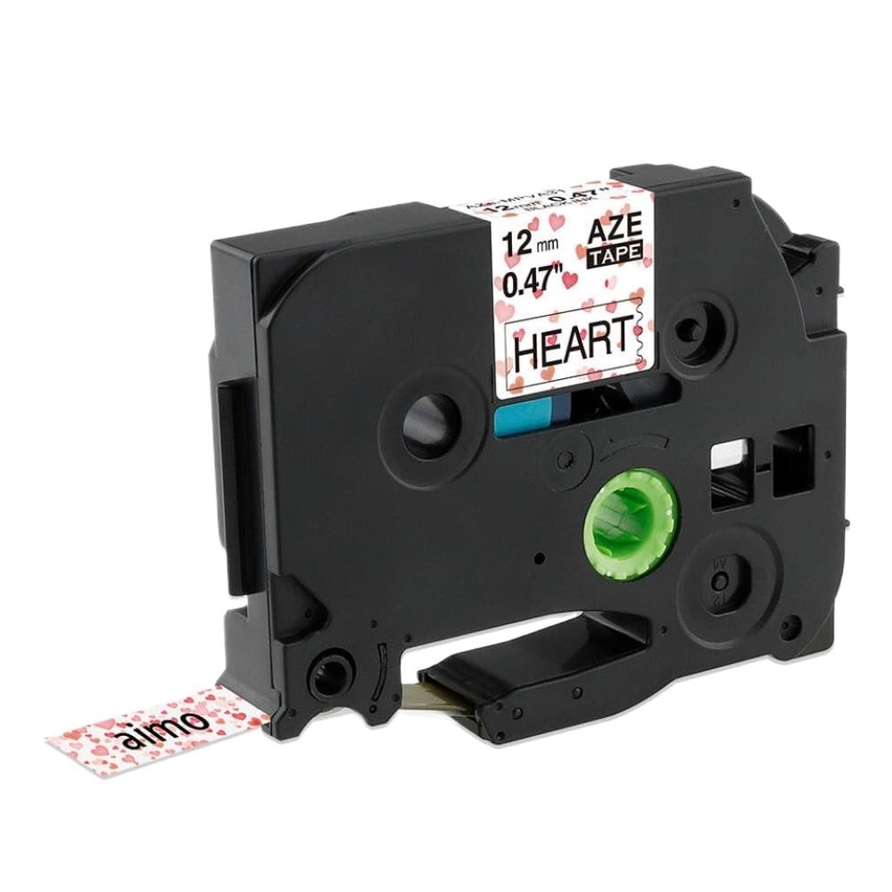 12mm Black On Lemon Yellow Replace Label Tape TZe 231 TZe-MQY31 TZe-MQ531 TZe-MQE31 TZe-MQF31 TZe-MQG31 Compatible with E105 Label Printer(Hearts)