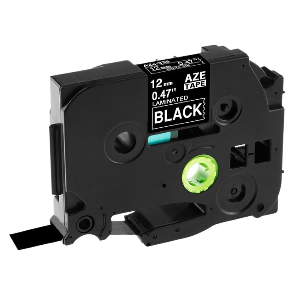 12mm Black On Lemon Yellow Replace Label Tape TZe 231 TZe-MQY31 TZe-MQ531 TZe-MQE31 TZe-MQF31 TZe-MQG31 Compatible with E105 Label Printer(White on Black)