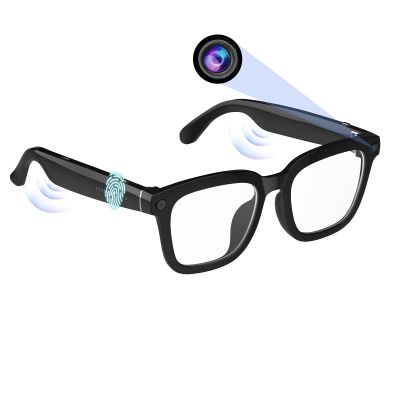 Smart AI Glasses with 80MP HD Camera, 1080P Video, Bluetooth/Wi-Fi, Voice Control & AI Recognition  Lightweight Hands-Free Glasses for Recording & Translation, Photography-Anti-Blue Lights Lense
