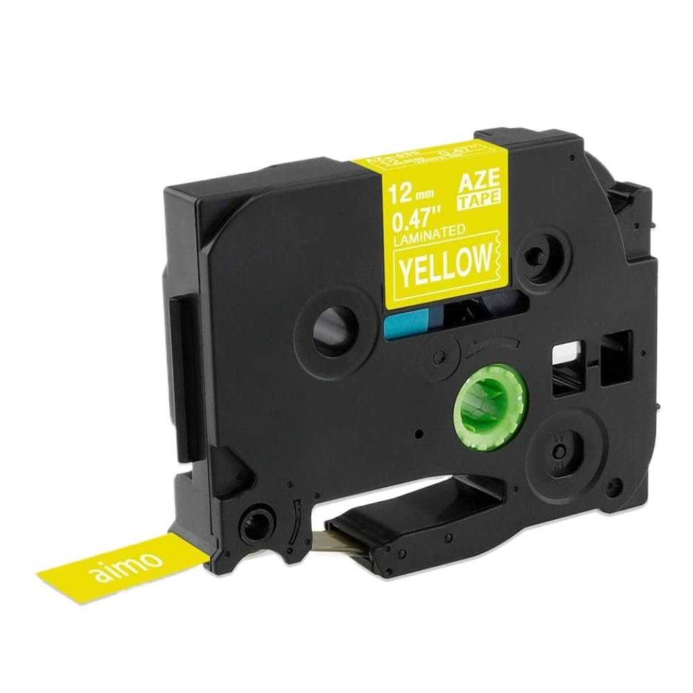 12mm Black On Lemon Yellow Replace Label Tape TZe 231 TZe-MQY31 TZe-MQ531 TZe-MQE31 TZe-MQF31 TZe-MQG31 Compatible with E105 Label Printer(White on Yellow)