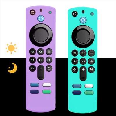 [ 2 Pack] Glow Silicone Remote Cover Replacement for 3nd Gen. / 4K / 4K Max HD Streaming Remote Controller, Anti-Slip Washable Protective Remote Case, Glowing in The Dark -Green and SkyBlue