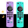 [ 2 Pack] Glow Silicone Remote Cover Replacement for 3nd Gen. / 4K / 4K Max HD Streaming Remote Controller, Anti-Slip Washable Protective Remote Case, Glowing in The Dark -Green and SkyBlue view 1