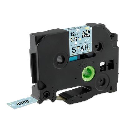12mm Black On Lemon Yellow Replace Label Tape TZe 231 TZe-MQY31 TZe-MQ531 TZe-MQE31 TZe-MQF31 TZe-MQG31 Compatible with E105 Label Printer(Blue Strars)