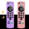 [ 2 Pack] Glow Silicone Remote Cover Replacement for 3nd Gen. / 4K / 4K Max HD Streaming Remote Controller, Anti-Slip Washable Protective Remote Case with Lanyard, Glowing in The Dark-Purple and Blue view 1