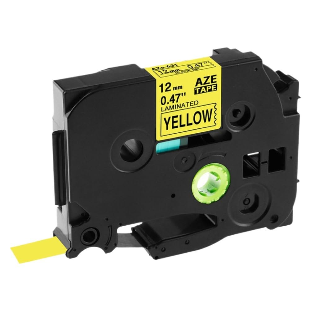 12mm Black On Lemon Yellow Replace Label Tape TZe 231 TZe-MQY31 TZe-MQ531 TZe-MQE31 TZe-MQF31 TZe-MQG31 Compatible with E105 Label Printer(Black On Yellow)