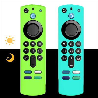 [ 2 Pack] Glow Silicone Remote Cover Replacement for 3nd Gen. / 4K / 4K Max HD Streaming Remote Controller, Anti-Slip Washable Protective Remote Case, Glowing in The Dark - Purple and Pink