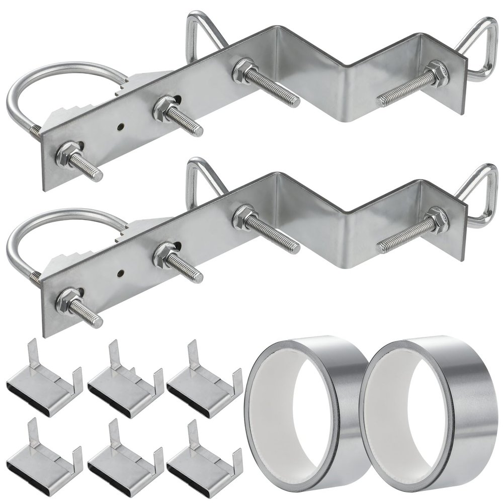 Antenna Chimney Mount Bracket Kit,Pure Stainless Steel,for Chimney up to 18 Feet in Diameter,2 Sets (Z-Style Bracket)