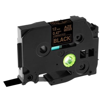 12mm Black On Lemon Yellow Replace Label Tape TZe 231 TZe-MQY31 TZe-MQ531 TZe-MQE31 TZe-MQF31 TZe-MQG31 Compatible with E105 Label Printer(Gold on Black)