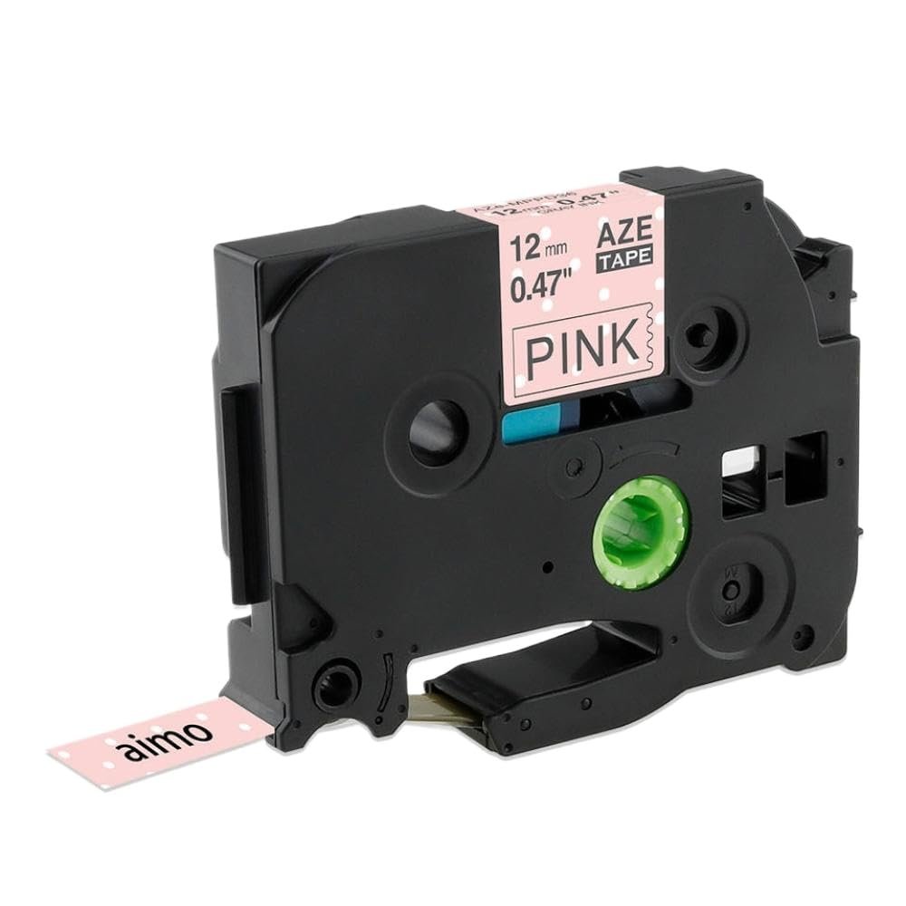 12mm Black On Lemon Yellow Replace Label Tape TZe 231 TZe-MQY31 TZe-MQ531 TZe-MQE31 TZe-MQF31 TZe-MQG31 Compatible with E105 Label Printer(Pink Dots)