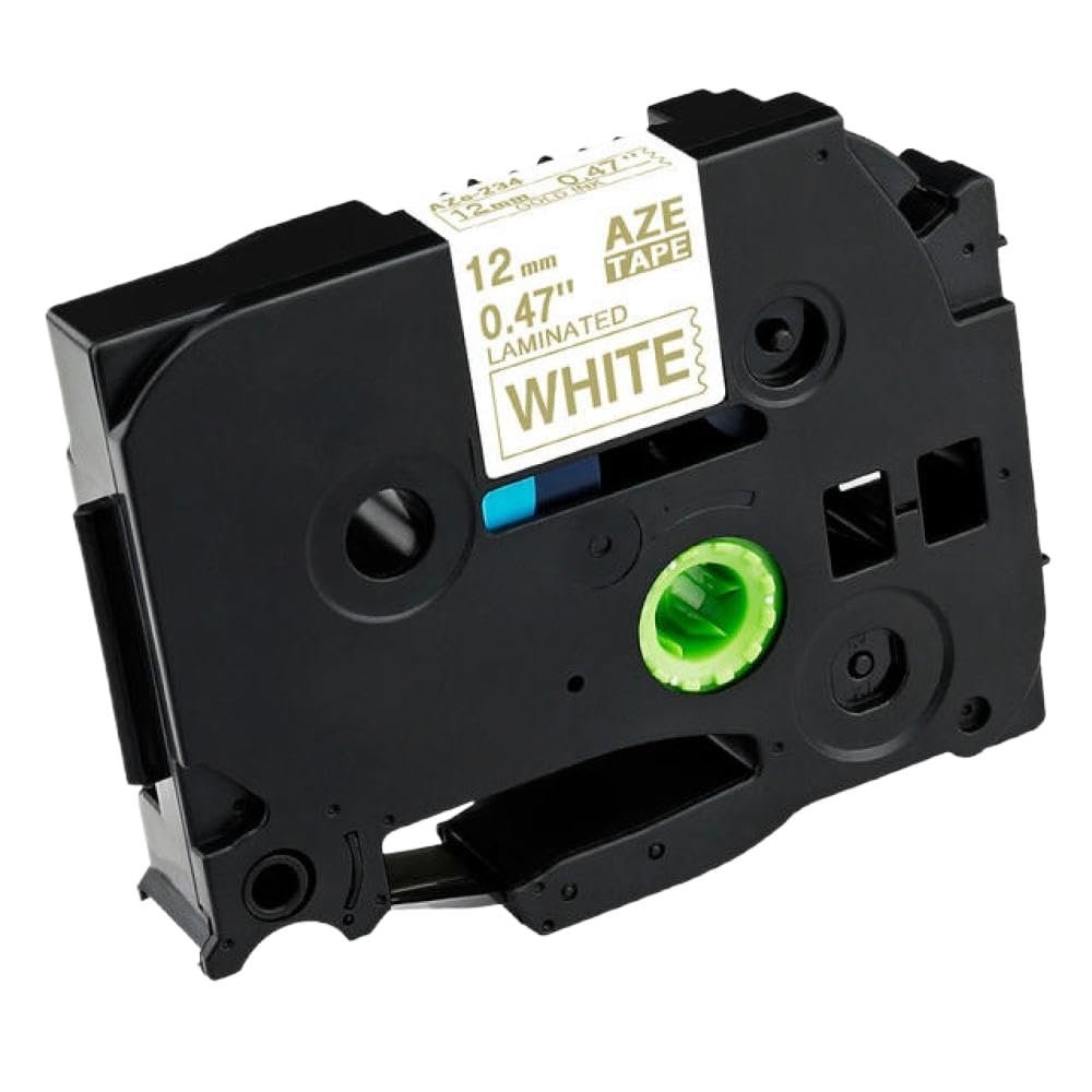 12mm Black On Lemon Yellow Replace Label Tape TZe 231 TZe-MQY31 TZe-MQ531 TZe-MQE31 TZe-MQF31 TZe-MQG31 Compatible with E105 Label Printer(Gold on White)
