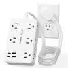 Surge Protector Power Strip 10 FT Flat Extension Cord 10 AC Outlets & 4 USB Ports(5V/3.4A 17W), 1080J Wall Mountable Desktop Charging Station with Flat Plug for Office Supplies and Home, White view 1