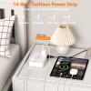 Surge Protector Power Strip 10 FT Flat Extension Cord 10 AC Outlets & 4 USB Ports(5V/3.4A 17W), 1080J Wall Mountable Desktop Charging Station with Flat Plug for Office Supplies and Home, White view 2