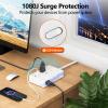 Surge Protector Power Strip 10 FT Flat Extension Cord 10 AC Outlets & 4 USB Ports(5V/3.4A 17W), 1080J Wall Mountable Desktop Charging Station with Flat Plug for Office Supplies and Home, White view 4