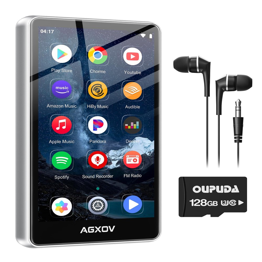 144GB MP3 Player with Bluetooth and WiFi,MP3 & MP4 Players with 4.02-inch Touchscreen and Speaker,Spotify Music Players with Pandora,Audible,Amazon Music,Spotify,Play Store,Up to 1TB