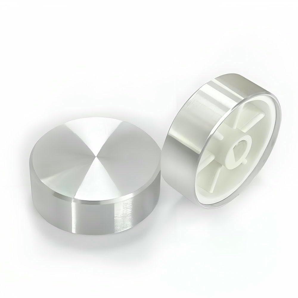IBYZSO 5 Pcs 15x10mm 6mm Half-Shaft/D-Shaft Control Knob Silver Aluminum Knob Cap for Automotive, Industrial Use