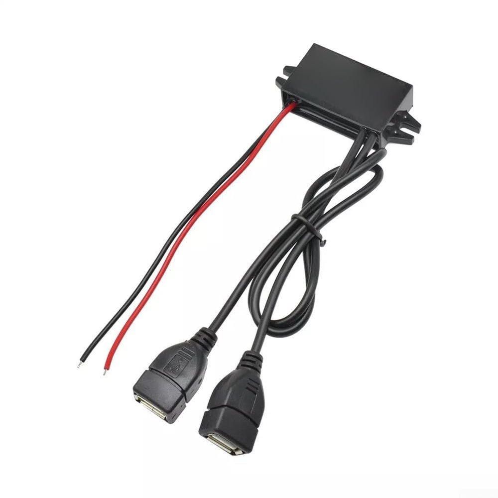 12V To 5V DC Converter Module With Dual USB Ports For Car Electronics, 15W Power Output, Protects Against Overvoltage, Overcurrent, And Overheating