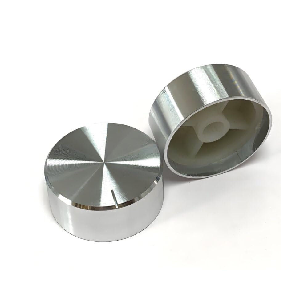 IBYZSO 2 Pcs 34x15mm Aluminium Knob Cap Silver 6mm Spline Shaft Replacement Control Handle for Potentiometer