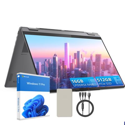 Lenovo Yoga 7i 16" 2-in-1 Laptop-2K Touchscreen Display-Intel Ultra 5 226V-16GB LPDDR5X RAM-512GB SSD-Arc Graphics-Backlit Keyboard-Fingerprint Reader-Win 11 Pro-Gray-128GB Docking Station Set