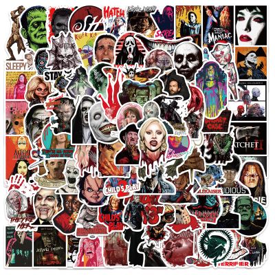 100pcs Horror Movie Stickers Halloween Waterproof Sticker Decals Water Bottle Skateboard Laptop Horror Stickers for Kids Teens Adults