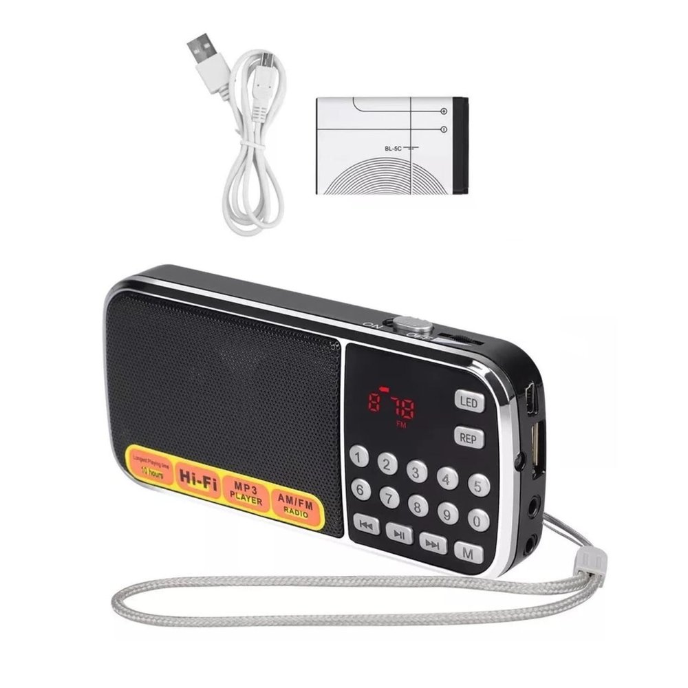 Digital AM FM Radio Portable Rechargeable Pocket Radio Loud Audio Speaker Accessory