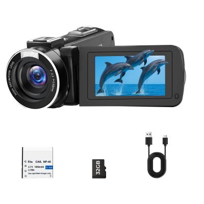 Camcorder Video Camera 2.7K 48MP, Vlogging Camera for YouTube with Fill Light 3" 270 18X Digital Zoom Flip Screen Webcam Anti-Shake, Digital Camera with 32GB Card for Beginners Kids Teens Gifts