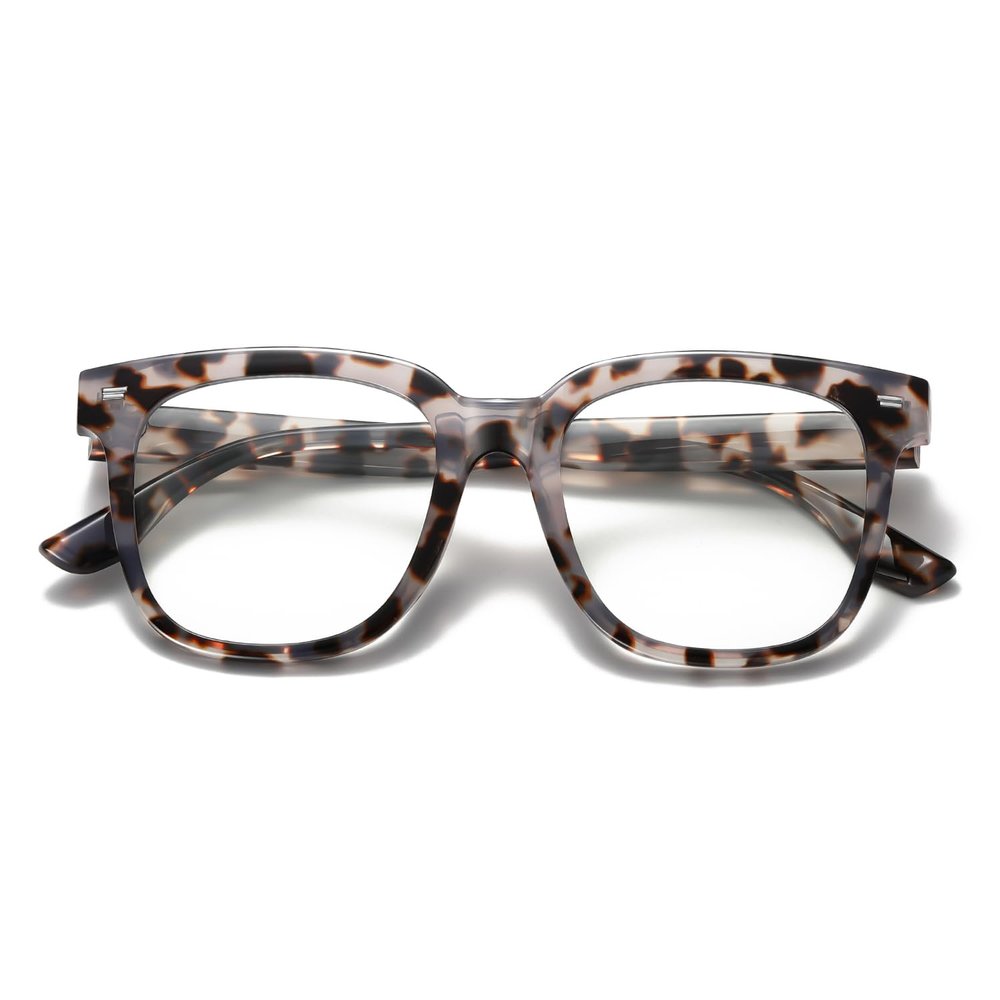 kimorn Oversized Blue Light Glasses for Women Men,Square Frame Anti Eyestrain & UV Protection Computer Eyewear (White hawksbill)