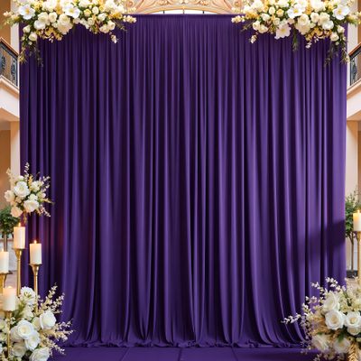 1014 ft Purple Wrinkle Free Backdrop Curtain, Soft Silky Polyester Wedding Drapes 2 Panels 14ft Height Photo Backdrop Curtains for Parties Birthday Baby Shower Photography Background Cloth