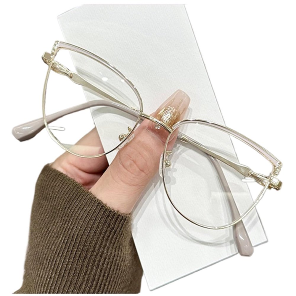 Blue Light Blocking Glasses Women Anti Eyestrain Computer Cat Eye Eyeglasses Cat Eye Photochromic Glasses(Gold)