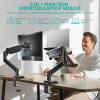 WALI Laptop Desk Mount, 2-in-1 Monitor Mount Fit 17 Notebook and 34 Monitors, Laptop Stand for Desk Adjustable Height, Gas Spring Monitor Arm with Laptops Holder, Up to 22-26.4lbs(GSMP001LPN), Black view 2