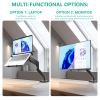 WALI Laptop Desk Mount, 2-in-1 Monitor Mount Fit 17 Notebook and 34 Monitors, Laptop Stand for Desk Adjustable Height, Gas Spring Monitor Arm with Laptops Holder, Up to 22-26.4lbs(GSMP001LPN), Black view 3
