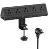 6.5 FT Desk Clamp Power Strip with 5 AC Outlets & 6 USB Ports PD 40W USB-C Fast Charging, 1250J Surge Protector, Fits 2.1 in top Edge Black view 1