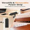 6.5 FT Desk Clamp Power Strip with 5 AC Outlets & 6 USB Ports PD 40W USB-C Fast Charging, 1250J Surge Protector, Fits 2.1 in top Edge Black view 3