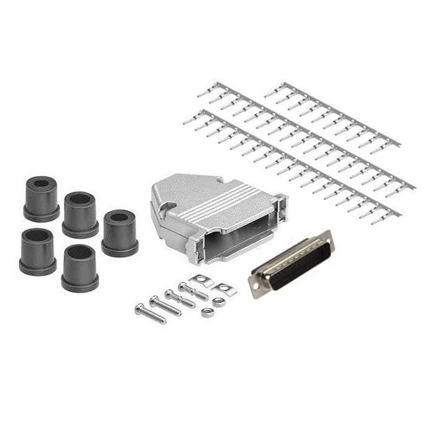 CompuCablePlusUSA.com D-Sub High Density 44 Pin Male Crimp Type DIY Kit with Shielded Metal Hood (Male, High Density DB44)