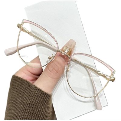 Blue Light Blocking Glasses Women Anti Eyestrain Computer Cat Eye Eyeglasses Cat Eye Photochromic Glasses(Pink Gold)