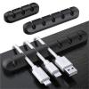 3/5/7 Clips Cable Winder Desktop Self Adhesive USB Charging Cable Holder Wire Wrapped Cord Table Organizer Office Supplies(Grey 3 Holes) view 1