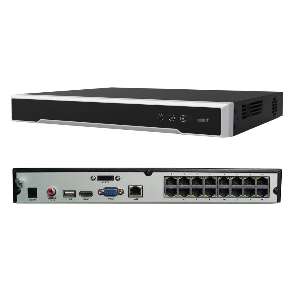 DS-7616NI-Q2/16P 4K NVR 16 Channel 16-ch 16 PoE Network Video Recorder Work with 8MP/6MP/5MP/4MP IP Camera, suppport up to 8TB Hard Drive (HDD not Include)