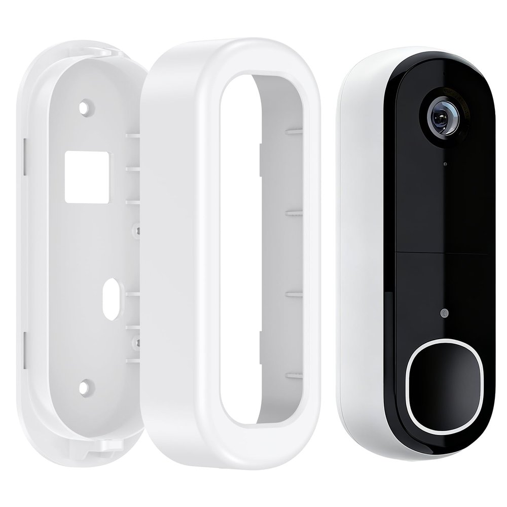 Adhesive Doorbell Camera Mount for Arlo Video Doorbell 2K (2nd Gen), No-Drill Mounting Bracket, Weatherproof Protective for Arlo Doorbell Camera, Suitable for Apartments, Rentals, Homes (White)