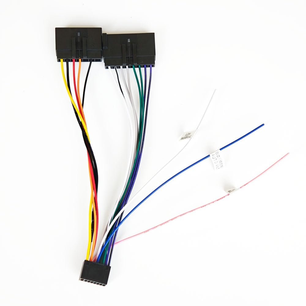 24Pin ISO Radio Wiring Harness Adapter for Ford 2003-2013 F150 F250 Lincoln Navigator Mercury Mountaineer, Aftermarket Stereo Harness with SWC & Reverse Camera Cable (16pin to 8+8pin)