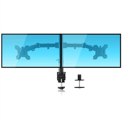 ERoomQ Listed TV Mount Dual LCD Monitor Arm Mount Fully Adjustable Desk Mount Stand for 13"-27" Monitor, Fits Up to 22lbs per Arm with VESA 75x75mm,100x100mm Motion TV Bracket