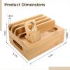 Cord Organizer Box Storage, Holds 8 Devices, Bamboo Charging Station For Multiple Devices, Cable Management Creative Design, Detachable Watch Stand view 2