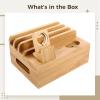 Cord Organizer Box Storage, Holds 8 Devices, Bamboo Charging Station For Multiple Devices, Cable Management Creative Design, Detachable Watch Stand view 3